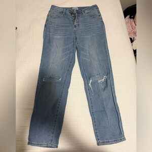 Abound Light Blue Distressed Straight Leg Jeans